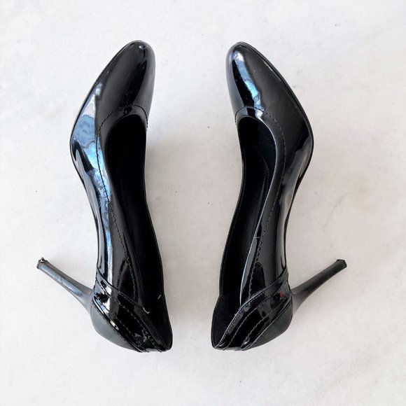 Burberry shiny black & plaid / check pumps, patent leather high heel shoes - Picture 3 of 11